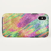 Abstrakt Neon Rainbow Funkelnd Glitzer Case-Mate iPhone Hülle (Rückseite (Horizontal))