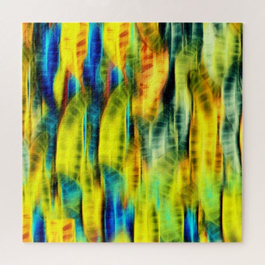 Abstrakt Neon Yellow Green Snake Pattern Puzzle (Horizontal)