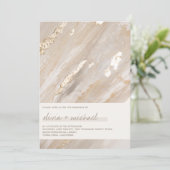 Abstrakt neutrale Pinselstriche Gold Moderne Schri Einladung (Stehend Vorderseite)