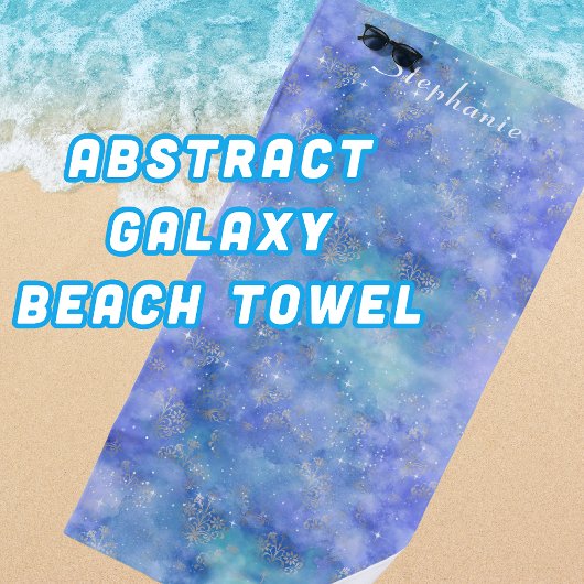 Abstrakt Night Sky Galaxy Aquamarin Lila Blue Strandtuch