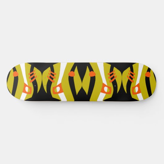 Abstrakt Noahs Ark Black Olive Orange White Skateboard (Horizontal)