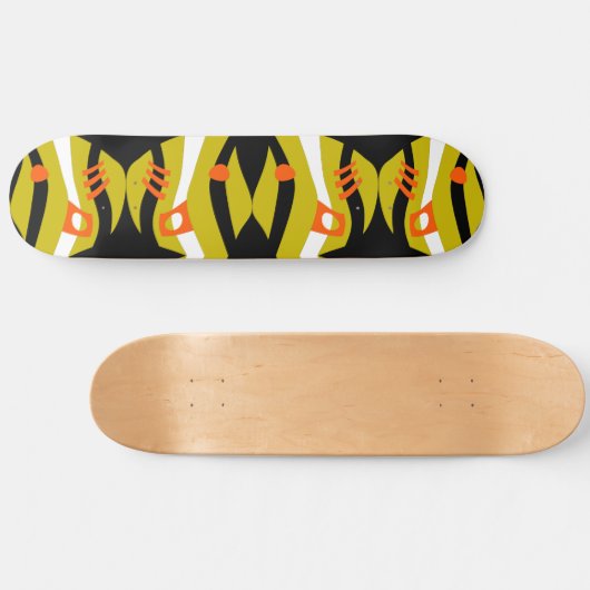 Abstrakt Noahs Ark Black Olive Orange White Skateboard (Horizontal)