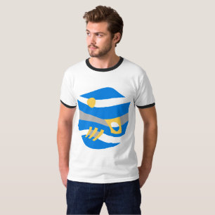 Abstrakt Noah's Ark Blue Yellow Gray T-Shirt