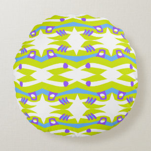 Abstrakt Noahs Ark Green Lila Blue Rundes Kissen
