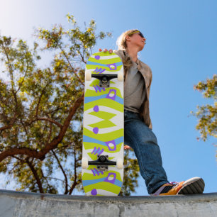 Abstrakt Noahs Ark Green Lila Blue Skateboard