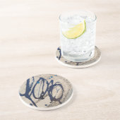 Abstrakt O - Blau und Grau Getränkeuntersetzer (Seite)