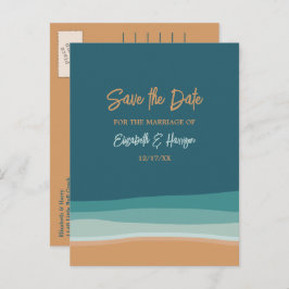 Abstrakt Ocean Beach Hochzeit Save the Date Ankündigungspostkarte
