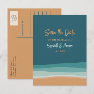 Abstrakt Ocean Beach Hochzeit Save the Date Ankündigungspostkarte