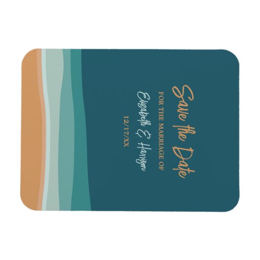 Abstrakt Ocean Beach Hochzeit Save the Date Magnet (Horizontal)