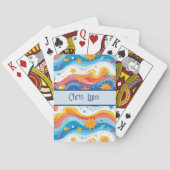 Abstrakt Ocean Beach Theme Waves Fish Sun Spielkarten (Rückseite)