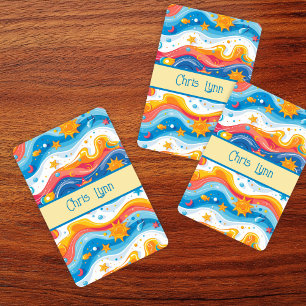 Abstrakt Ocean Beach Theme Waves Fish Sun Spielkarten
