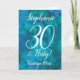 Abstrakt Ocean Blue Aquamarin 30 und Koketter Gebu Karte