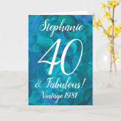 Abstrakt Ocean Blue Aquamarin 40 und fabelhafte Ge Karte (Gelbe Blume)