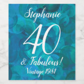 Abstrakt Ocean Blue Aquamarin 40 und fabelhafte Ge Weinetikett (Einzelnes Label)