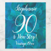 Abstrakt Ocean Blue Aquamarin 90 und Non-Stopp Geb Weinetikett (Einzelnes Label)