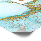 Abstrakt Ocean Blue Gold Aquarellnägel nach Namen Poster (Ecke)