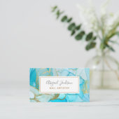 Abstrakt Ocean Blue Gold Watercolor Nagelkunst Visitenkarte (Stehend Vorderseite)