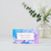 Abstrakt Ocean Blue Pink Aquarell Haare & Makeup Visitenkarte (Stehend Vorderseite)