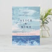 Abstrakt Ocean Blue Watercolor Hintergrund Einladu Einladung (Stehend Vorderseite)