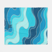 Abstrakt Ocean Blue Waves Monogram Beach Fleecedecke (Vorderseite (Horizontal))