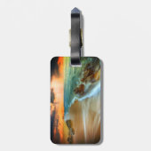 Abstrakt Ocean Gepäckanhänger mit Ledergurt (Rückseite vertikal)