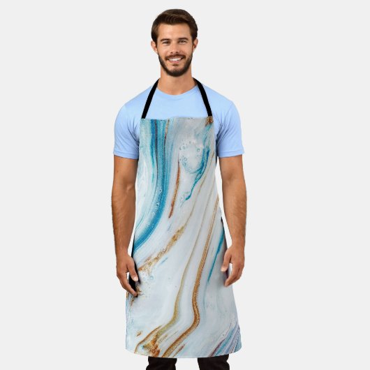 Abstrakt Ocean Luxury Marmor Wirbel Schürze (Getragen)