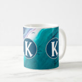 Abstrakt Ocean Monogram Kaffeetasse (VorderseiteRechts)