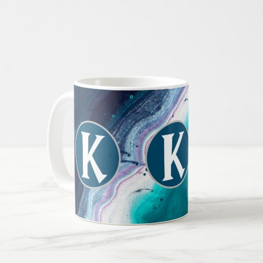 Abstrakt Ocean Monogram Kaffeetasse (Vorderseite Links)