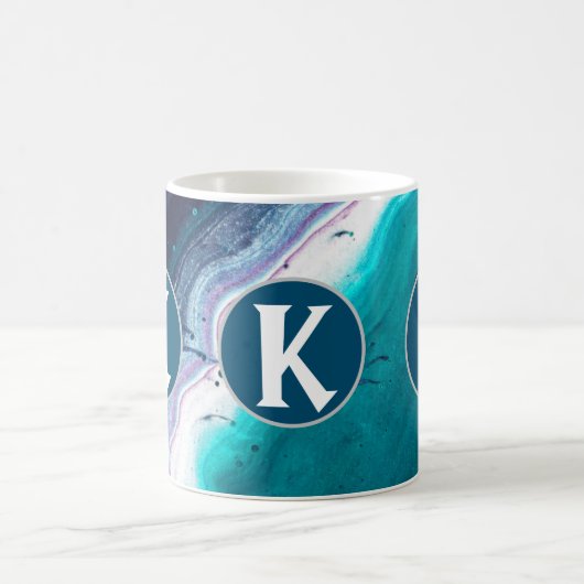 Abstrakt Ocean Monogram Kaffeetasse (Mittel)