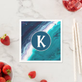 Abstrakt Ocean Monogram Serviette (Beispiel)
