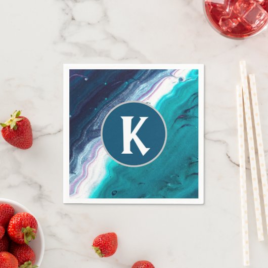 Abstrakt Ocean Monogram Serviette (Beispiel)