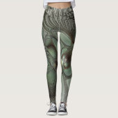 Abstrakt Olive Green Gray Fraktal Kunstwerke der E Leggings (Vorderseite)