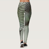 Abstrakt Olive Green Gray Fraktal Kunstwerke der E Leggings (Rückseite)