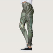 Abstrakt Olive Green Gray Fraktal Kunstwerke der E Leggings (Links)