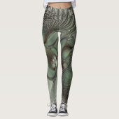 Abstrakt Olive Green Gray Fraktal Kunstwerke der E Leggings (Vorderseite)
