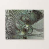 Abstrakt Olive Green Gray Fraktal Kunstwerke der E Puzzle (Horizontal)
