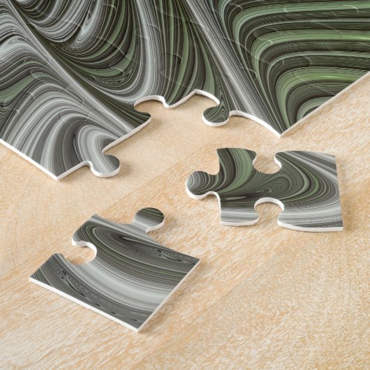 Abstrakt Olive Green Gray Fraktal Kunstwerke der E Puzzle (Seite)