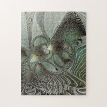 Abstrakt Olive Green Gray Fraktal Kunstwerke der E
