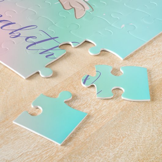 Abstrakt Ombre farbenfroher Niedlich Flamingo Puzzle (Seite)