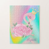 Abstrakt Ombre farbenfroher Niedlich Flamingo Puzzle (Vertikal)