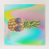 Abstrakt Ombre Holographic Cool Pineapa Puzzle (Horizontal)