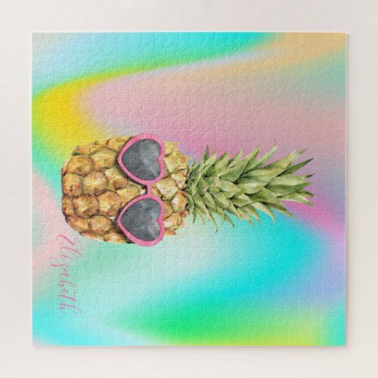 Abstrakt Ombre Holographic Cool Pineapa Puzzle (Horizontal)