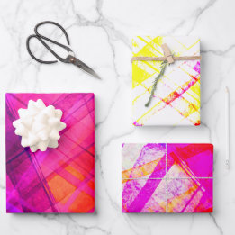 Abstrakt Ombre Kariert Lila Orange Geschenkpapier Set