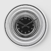 Abstrakt Ombre Moderne Schwarz-weiße Spiralen Große Wanduhr (Vorderseite)
