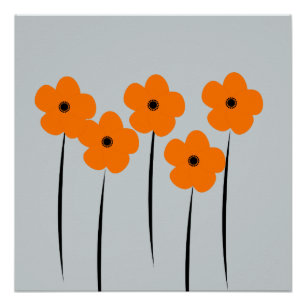 Abstrakt Orange Anemones Blume Poster