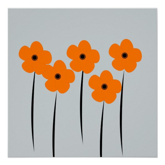 Abstrakt Orange Anemones Blume Poster (Vorderseite)