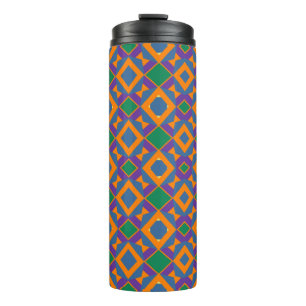 Abstrakt Orange Blue Lila Muster mit Diamanten Thermosbecher