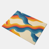 Abstrakt Orange Blue Retro Wavy Strip Fett modern Fußmatte (Schrägansicht)