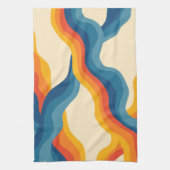 Abstrakt Orange Blue Retro Wavy Strip Modern Bold Geschirrtuch (Vertikal)