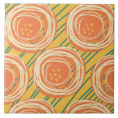 Abstrakt Orange Bold Poppy Florals Fliese (Vorderseite)